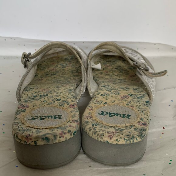 Mudd Vintage Y2K Mary Jane Ballet Flat Mules Silver White Lace Floral - Sz 7.5 - Picture 10 of 13
